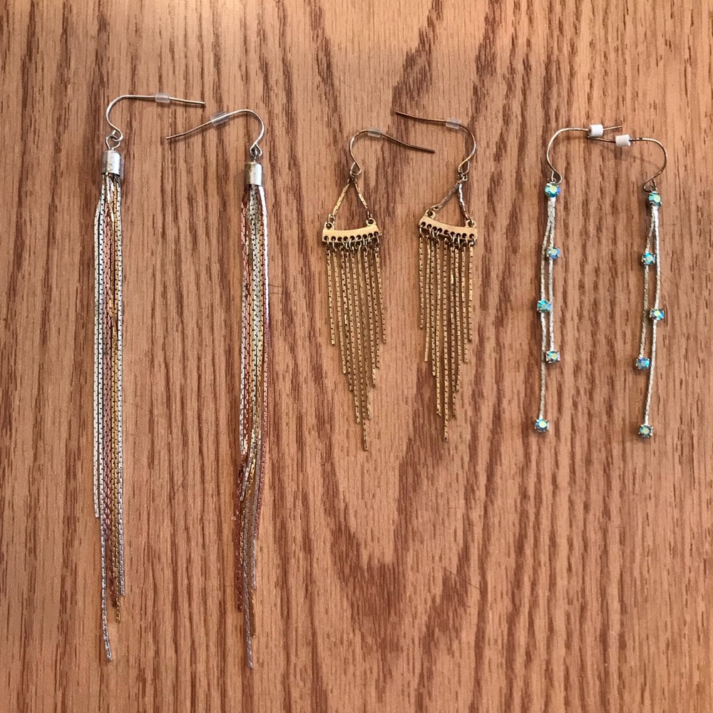Bundle of 3 Pairs of Long Dangly Earrings